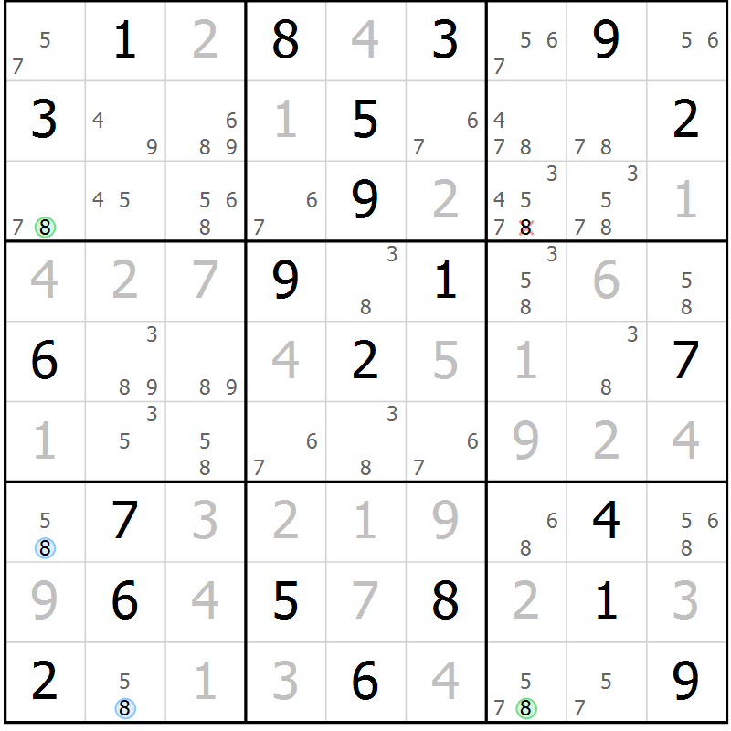 Position des candidats pour la solution de la Gr 7 page 10 du magazine de sudoku Sudoku Suprême n° 039