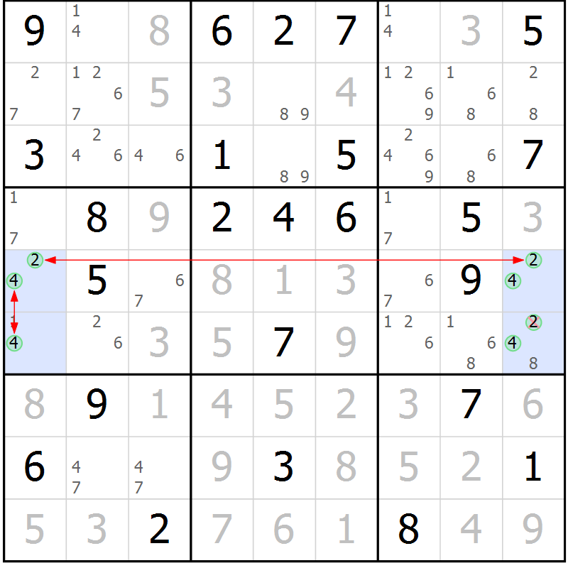 Position des candidats pour la solution de la Gr 74 page 77 du magazine de sudoku Sudoku Suprême n° 039