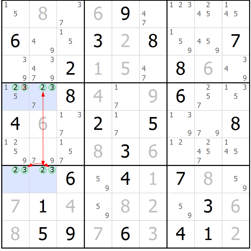 Position des candidats pour la solution de la Gr 76 page 79 du magazine de sudoku Sudoku Suprême n° 039