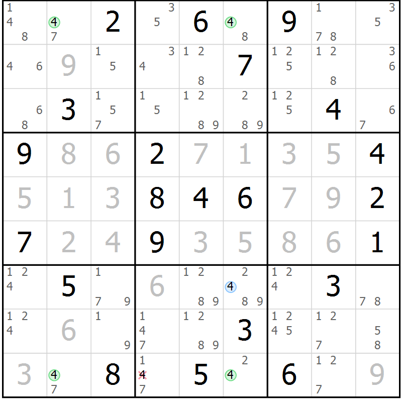 Position des candidats pour la solution de la Gr 8 page 11 du magazine de sudoku Sudoku Suprême n° 039