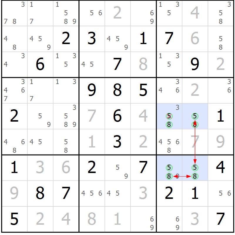 Position des candidats pour la solution de la Gr 81 page 84 du magazine de sudoku Sudoku Suprême n° 039