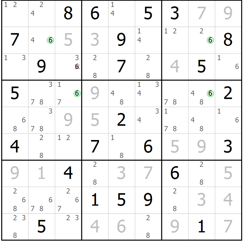 Position des candidats pour la solution de la Gr 83 page 86 du magazine de sudoku Sudoku Suprême n° 039