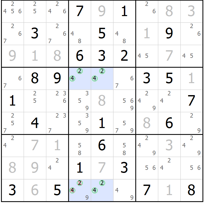 Position des candidats pour la solution de la Gr 84 page 87 du magazine de sudoku Sudoku Suprême n° 039