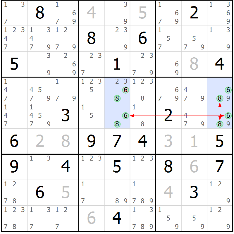 Position des candidats pour la solution de la Gr 9 page 12 du magazine de sudoku Sudoku Suprême n° 039