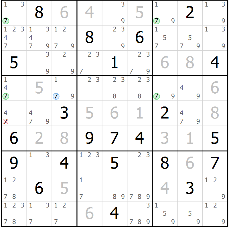 Position des candidats pour la solution de la Gr 9 page 12 du magazine de sudoku Sudoku Suprême n° 039