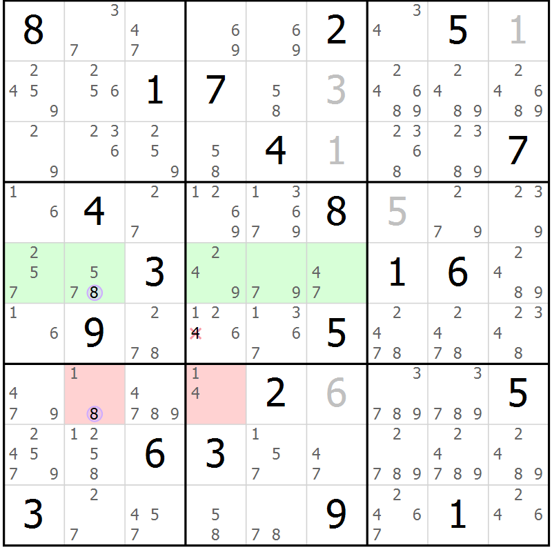 Position des candidats pour la solution de la Gr 1 page 4 du magazine de sudoku Sudoku Suprême n° 040