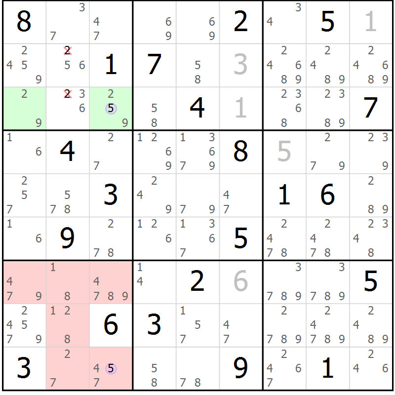 Position des candidats pour la solution de la Gr 1 page 4 du magazine de sudoku Sudoku Suprême n° 040