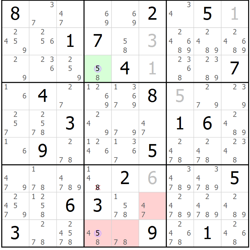 Position des candidats pour la solution de la Gr 1 page 4 du magazine de sudoku Sudoku Suprême n° 040