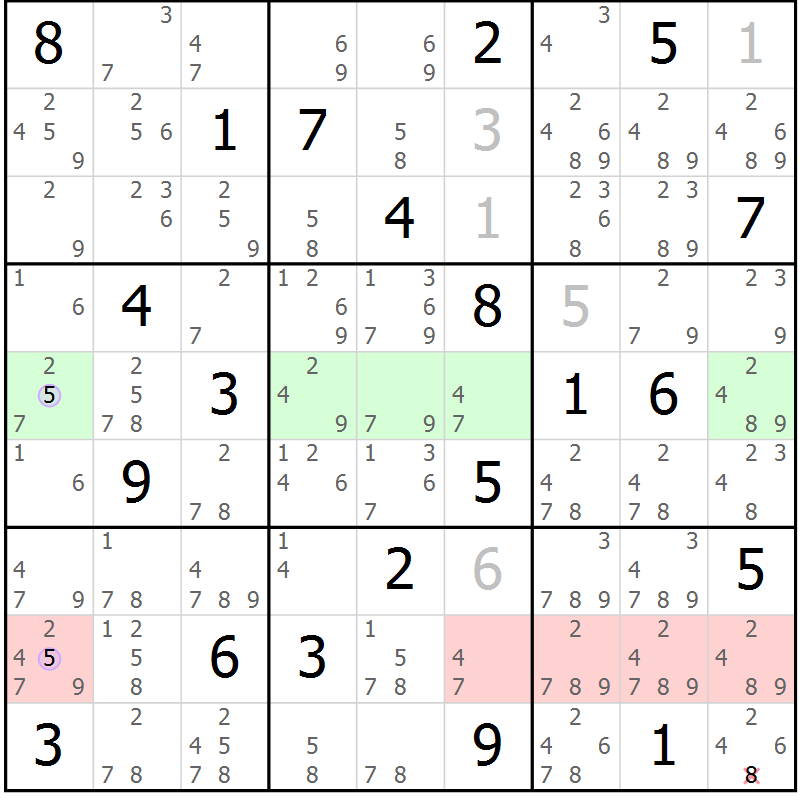 Position des candidats pour la solution de la Gr 1 page 4 du magazine de sudoku Sudoku Suprême n° 040