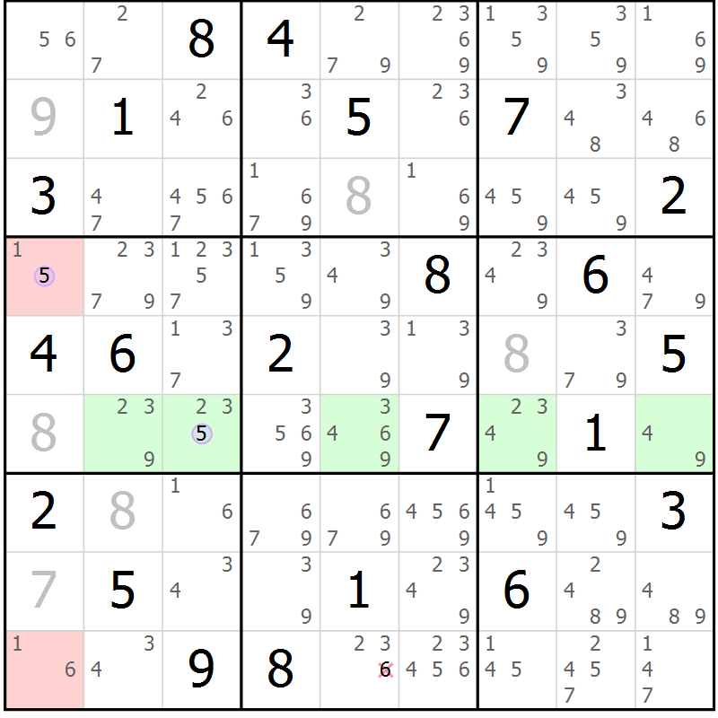 Position des candidats pour la solution de la Gr 10 page 13 du magazine de sudoku Sudoku Suprême n° 040