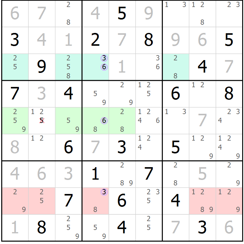 Position des candidats pour la solution de la Gr 11 page 14 du magazine de sudoku Sudoku Suprême n° 040
