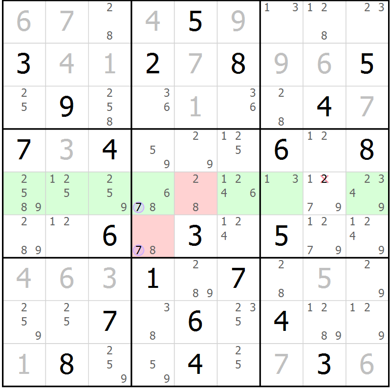 Position des candidats pour la solution de la Gr 11 page 14 du magazine de sudoku Sudoku Suprême n° 040