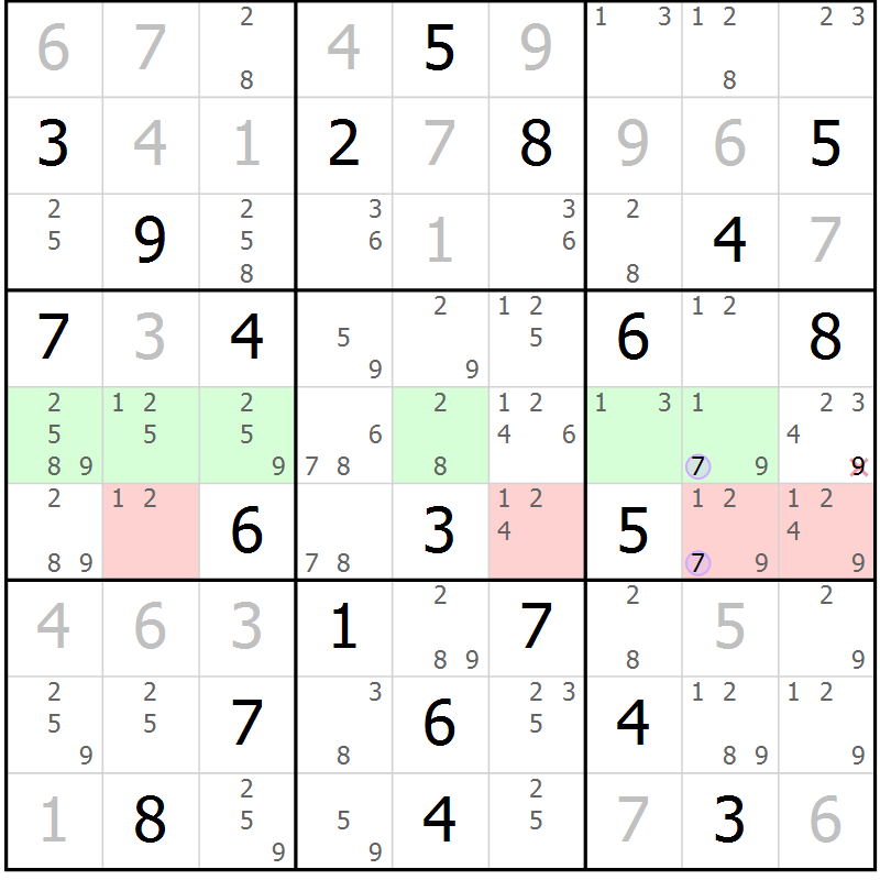 Position des candidats pour la solution de la Gr 11 page 14 du magazine de sudoku Sudoku Suprême n° 040