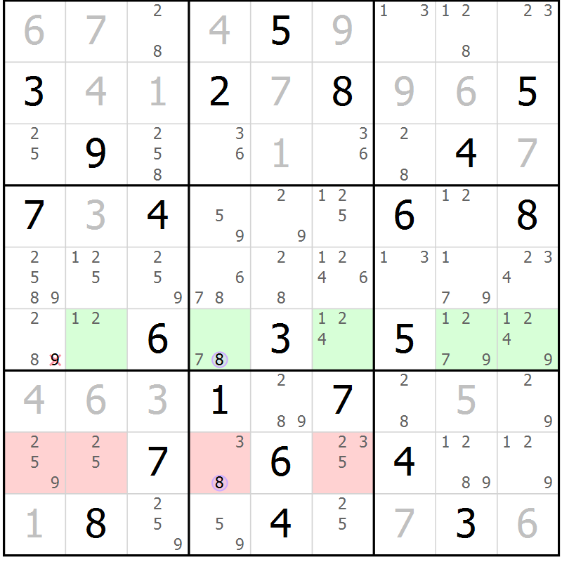 Position des candidats pour la solution de la Gr 11 page 14 du magazine de sudoku Sudoku Suprême n° 040