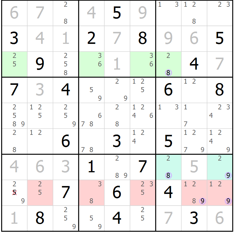 Position des candidats pour la solution de la Gr 11 page 14 du magazine de sudoku Sudoku Suprême n° 040