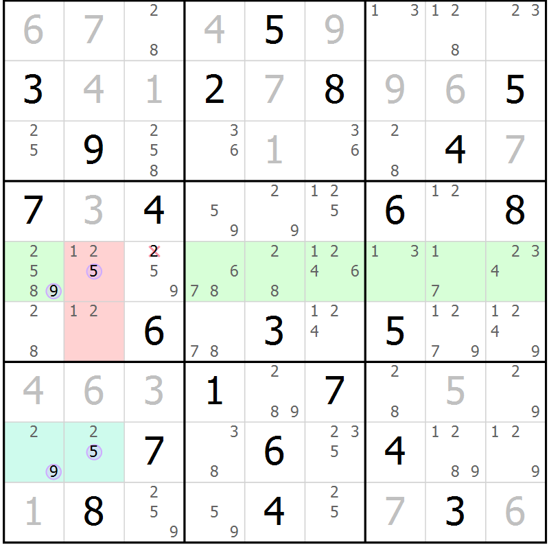 Position des candidats pour la solution de la Gr 11 page 14 du magazine de sudoku Sudoku Suprême n° 040