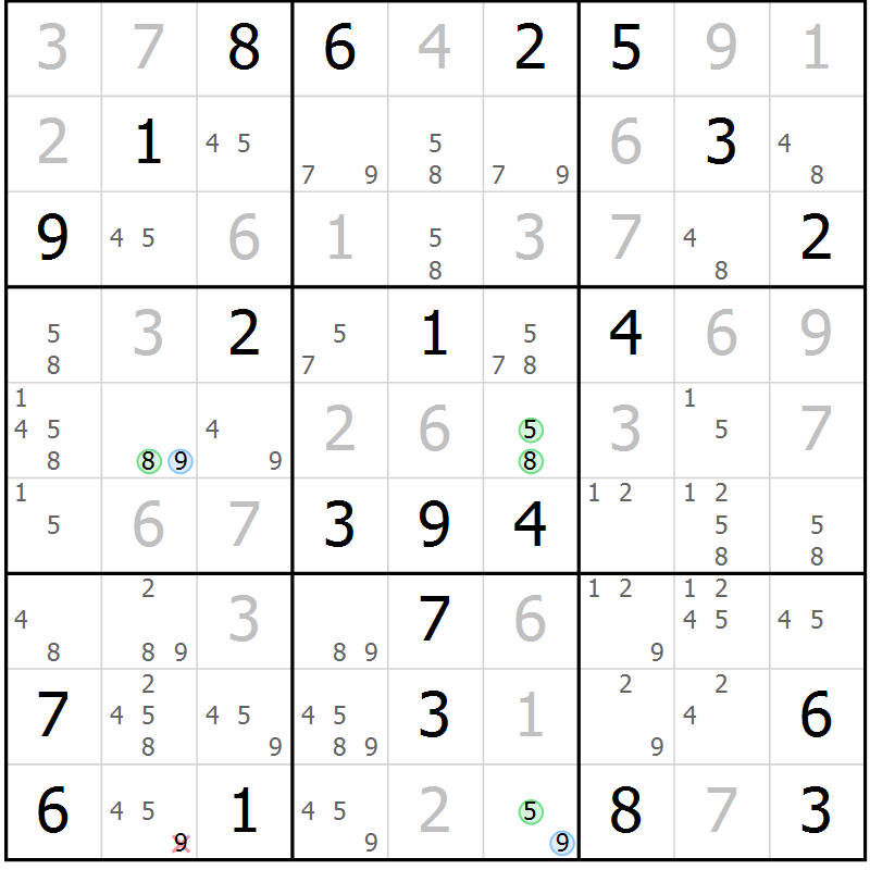 Position des candidats pour la solution de la Gr 12 page 15 du magazine de sudoku Sudoku Suprême n° 040