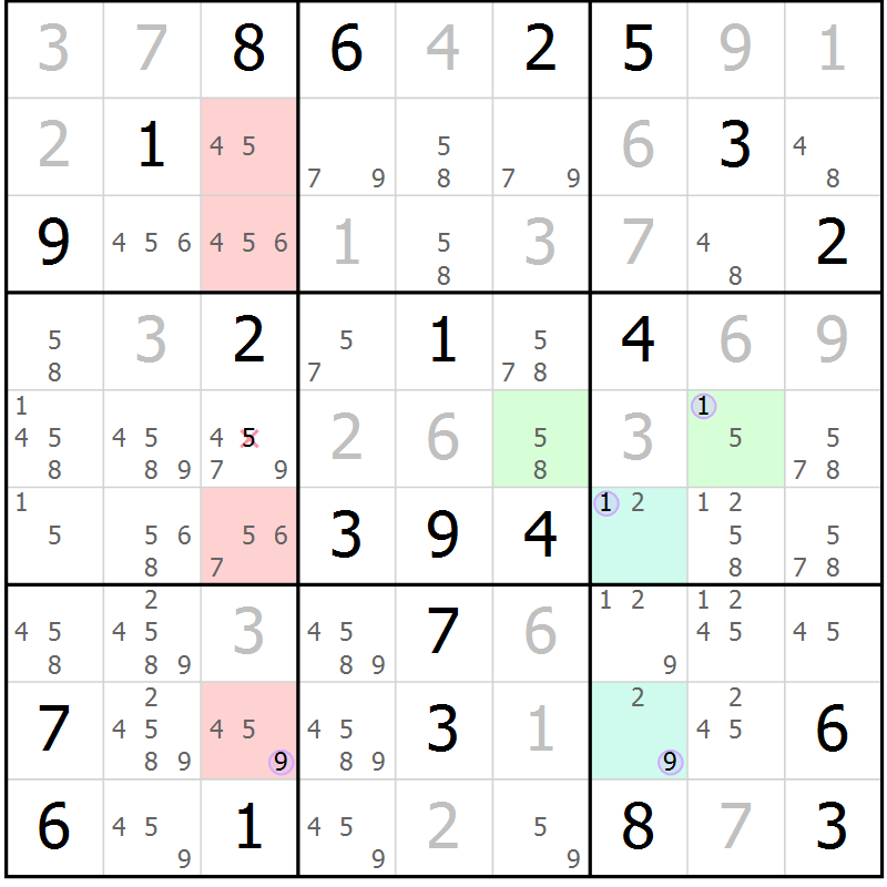 Position des candidats pour la solution de la Gr 12 page 15 du magazine de sudoku Sudoku Suprême n° 040