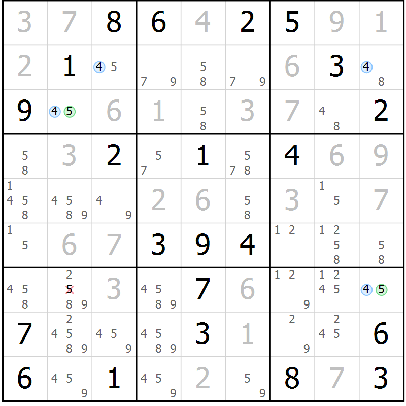 Position des candidats pour la solution de la Gr 12 page 15 du magazine de sudoku Sudoku Suprême n° 040