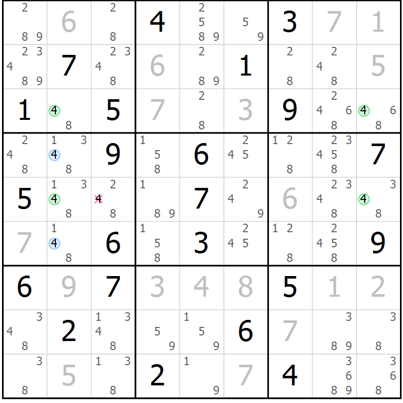 Position des candidats pour la solution de la Gr 13 page 16 du magazine de sudoku Sudoku Suprême n° 040
