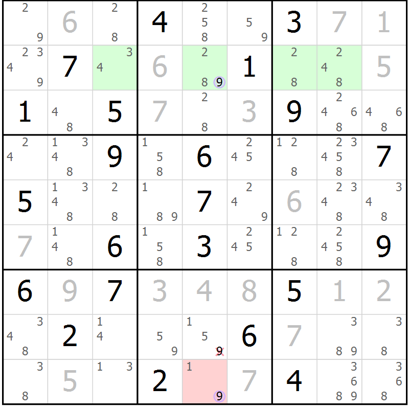 Position des candidats pour la solution de la Gr 13 page 16 du magazine de sudoku Sudoku Suprême n° 040