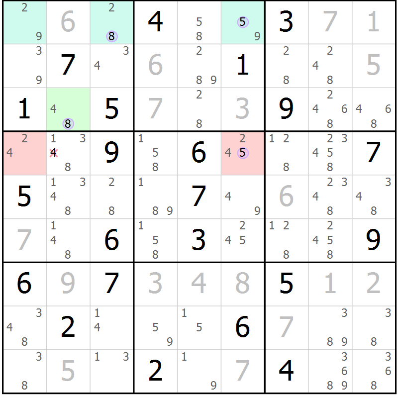 Position des candidats pour la solution de la Gr 13 page 16 du magazine de sudoku Sudoku Suprême n° 040