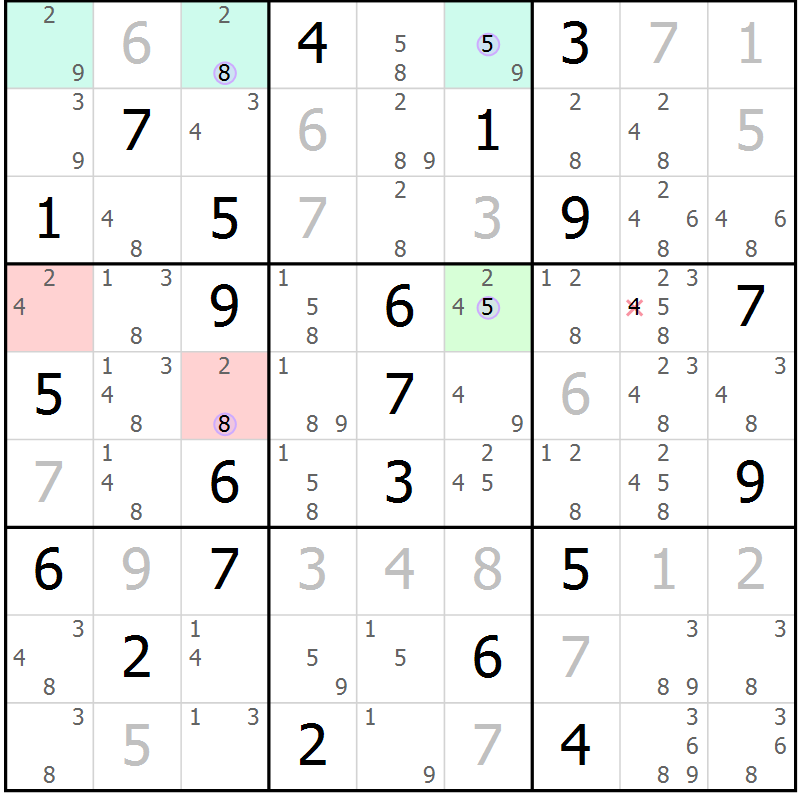 Position des candidats pour la solution de la Gr 13 page 16 du magazine de sudoku Sudoku Suprême n° 040