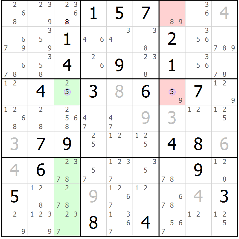 Position des candidats pour la solution de la Gr 14 page 17 du magazine de sudoku Sudoku Suprême n° 040
