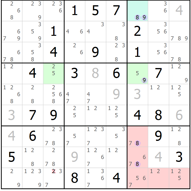 Position des candidats pour la solution de la Gr 14 page 17 du magazine de sudoku Sudoku Suprême n° 040