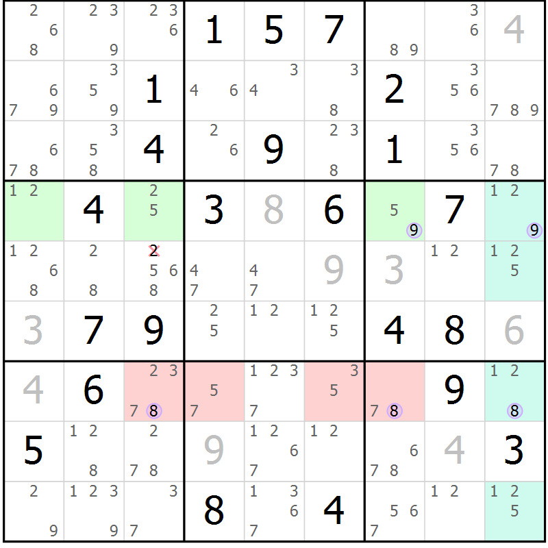 Position des candidats pour la solution de la Gr 14 page 17 du magazine de sudoku Sudoku Suprême n° 040
