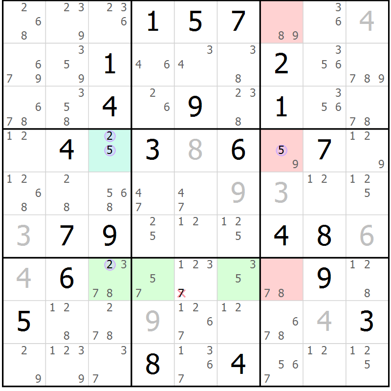 Position des candidats pour la solution de la Gr 14 page 17 du magazine de sudoku Sudoku Suprême n° 040