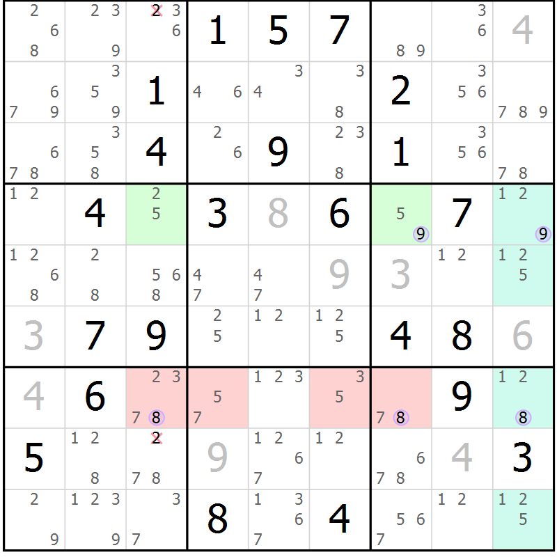 Position des candidats pour la solution de la Gr 14 page 17 du magazine de sudoku Sudoku Suprême n° 040