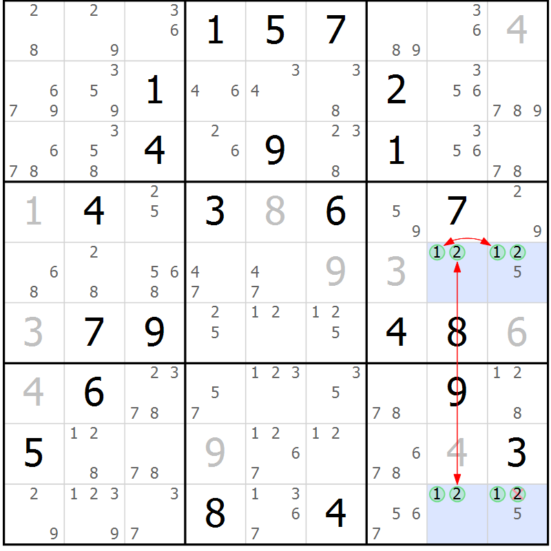 Position des candidats pour la solution de la Gr 14 page 17 du magazine de sudoku Sudoku Suprême n° 040