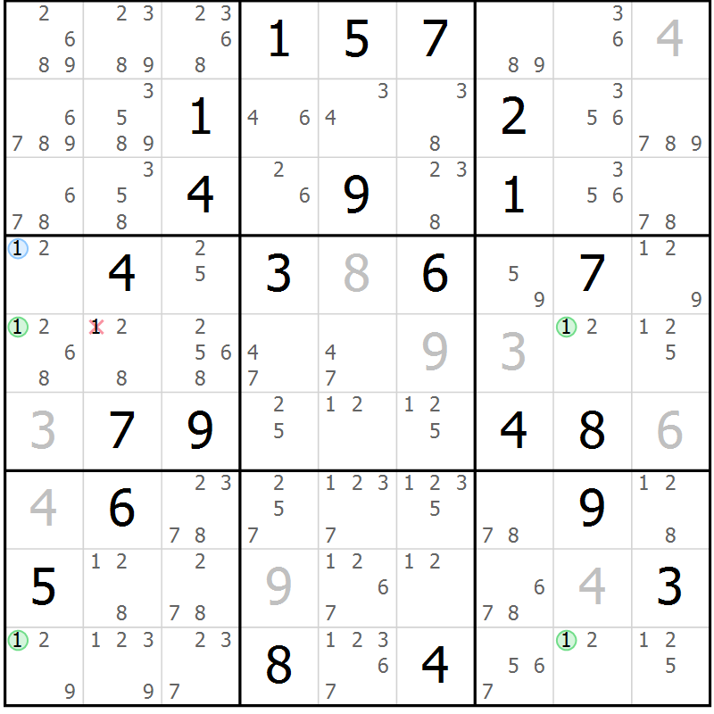 Position des candidats pour la solution de la Gr 14 page 17 du magazine de sudoku Sudoku Suprême n° 040