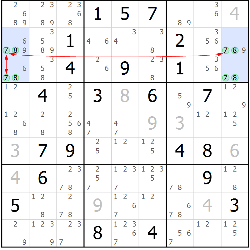 Position des candidats pour la solution de la Gr 14 page 17 du magazine de sudoku Sudoku Suprême n° 040