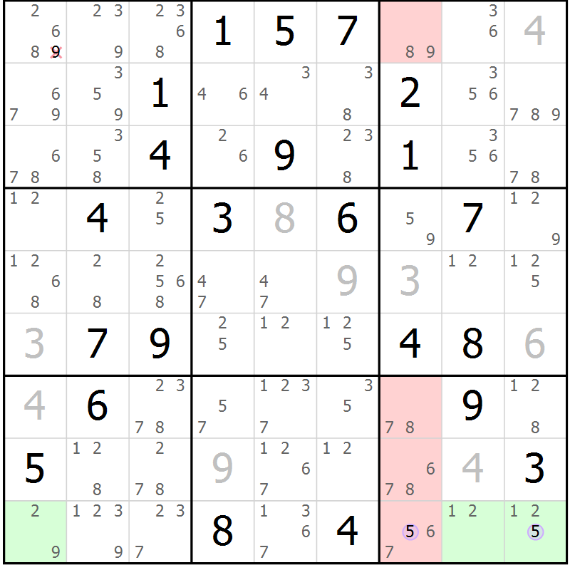 Position des candidats pour la solution de la Gr 14 page 17 du magazine de sudoku Sudoku Suprême n° 040