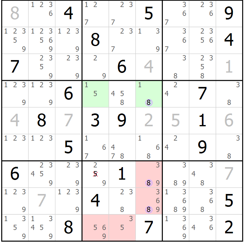 Position des candidats pour la solution de la Gr 16 page 19 du magazine de sudoku Sudoku Suprême n° 040