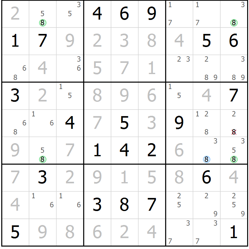Position des candidats pour la solution de la Gr 17 page 20 du magazine de sudoku Sudoku Suprême n° 040