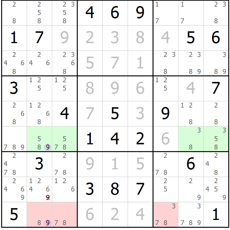 Position des candidats pour la solution de la Gr 17 page 20 du magazine de sudoku Sudoku Suprême n° 040