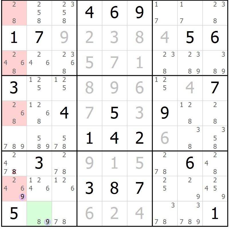 Position des candidats pour la solution de la Gr 17 page 20 du magazine de sudoku Sudoku Suprême n° 040