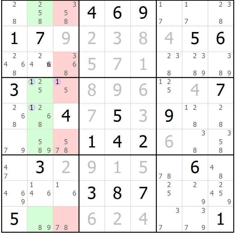 Position des candidats pour la solution de la Gr 17 page 20 du magazine de sudoku Sudoku Suprême n° 040