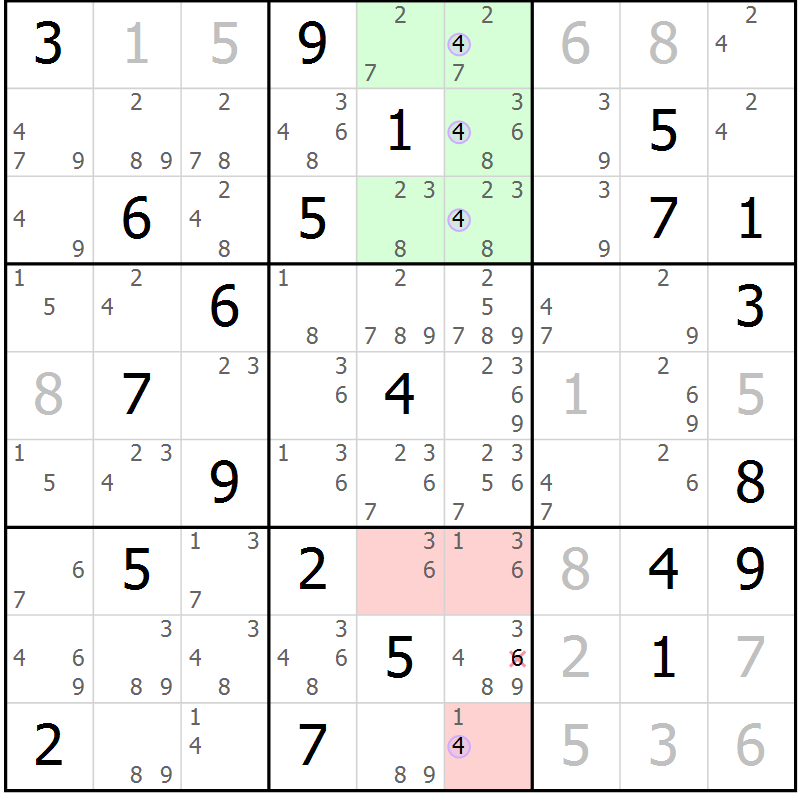 Position des candidats pour la solution de la Gr 18 page 21 du magazine de sudoku Sudoku Suprême n° 040