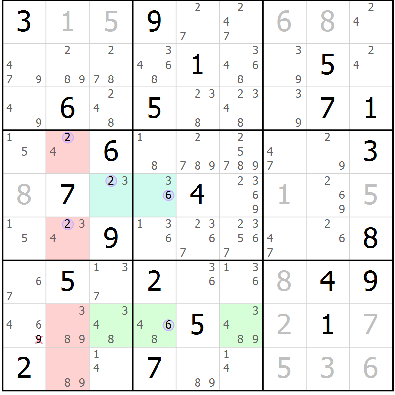 Position des candidats pour la solution de la Gr 18 page 21 du magazine de sudoku Sudoku Suprême n° 040