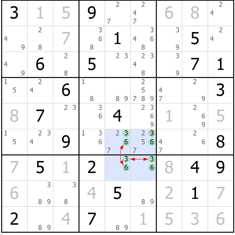 Position des candidats pour la solution de la Gr 18 page 21 du magazine de sudoku Sudoku Suprême n° 040