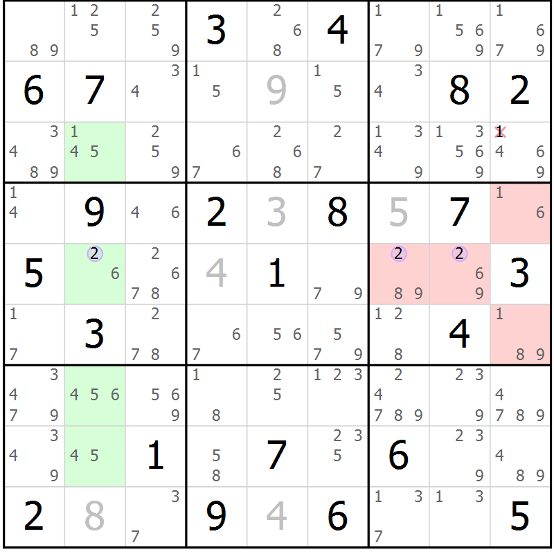 Position des candidats pour la solution de la Gr 19 page 22 du magazine de sudoku Sudoku Suprême n° 040