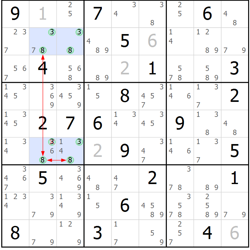 Position des candidats pour la solution de la Gr 2 page 5 du magazine de sudoku Sudoku Suprême n° 040