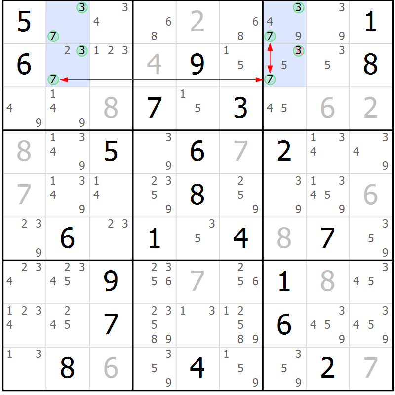 Position des candidats pour la solution de la Gr 20 page 23 du magazine de sudoku Sudoku Suprême n° 040