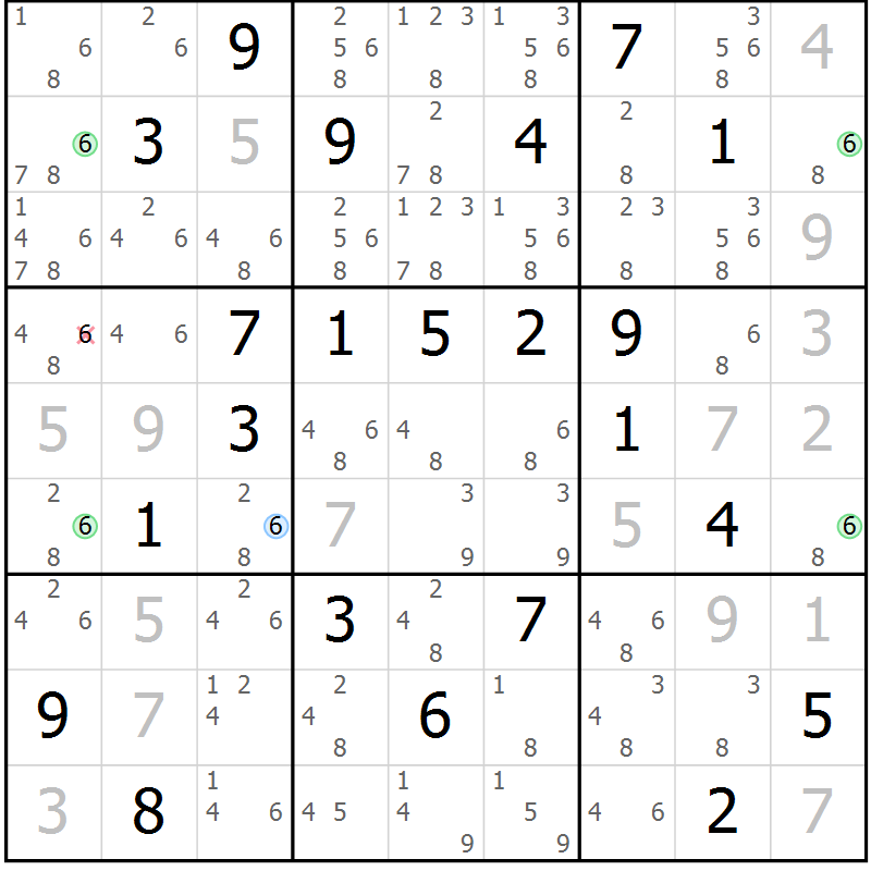 Position des candidats pour la solution de la Gr 21 page 24 du magazine de sudoku Sudoku Suprême n° 040