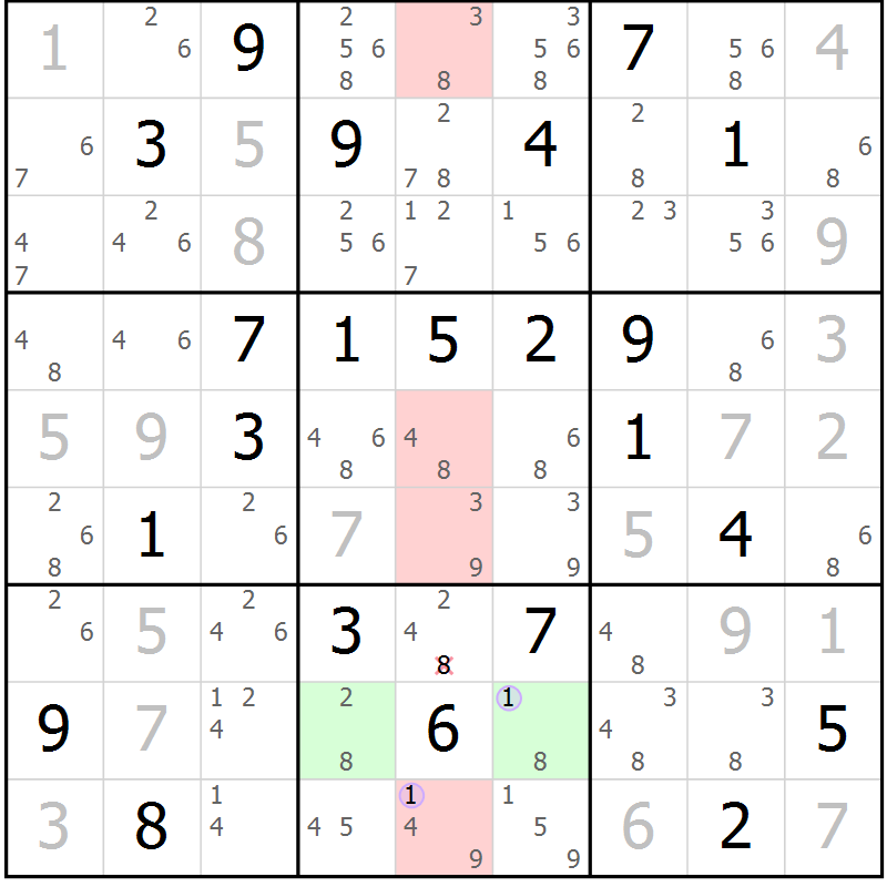 Position des candidats pour la solution de la Gr 21 page 24 du magazine de sudoku Sudoku Suprême n° 040