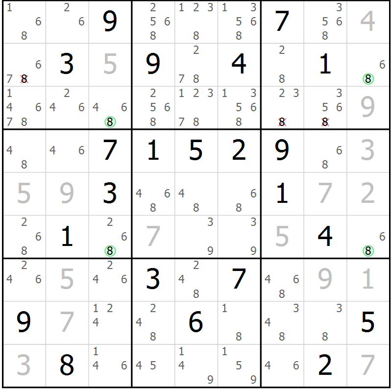Position des candidats pour la solution de la Gr 21 page 24 du magazine de sudoku Sudoku Suprême n° 040